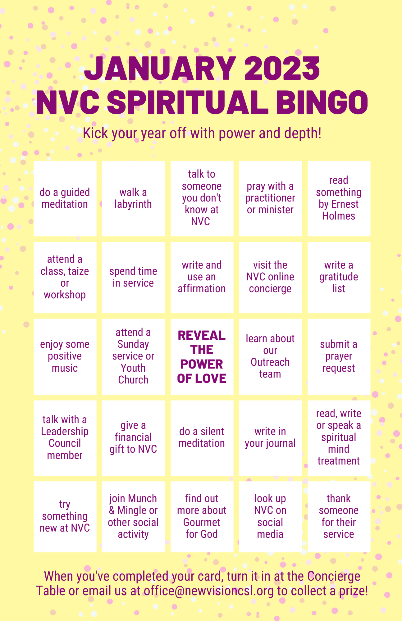 NVC Spiritual Bingo - New Vision